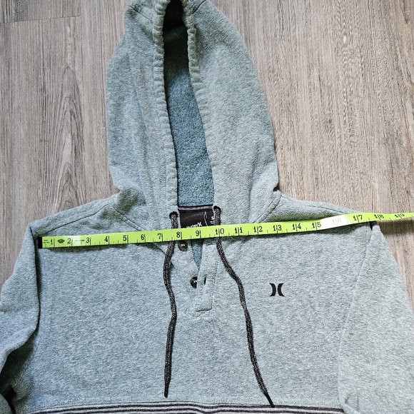 HURLEY Sage Green with Gray Striped Hooded Sweatshirt...size S - Picture 3 of 8